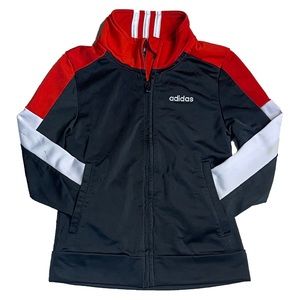 ADIDAS Track Jacket Boys 4 4T Full Zip Long Sleeve Black Red White